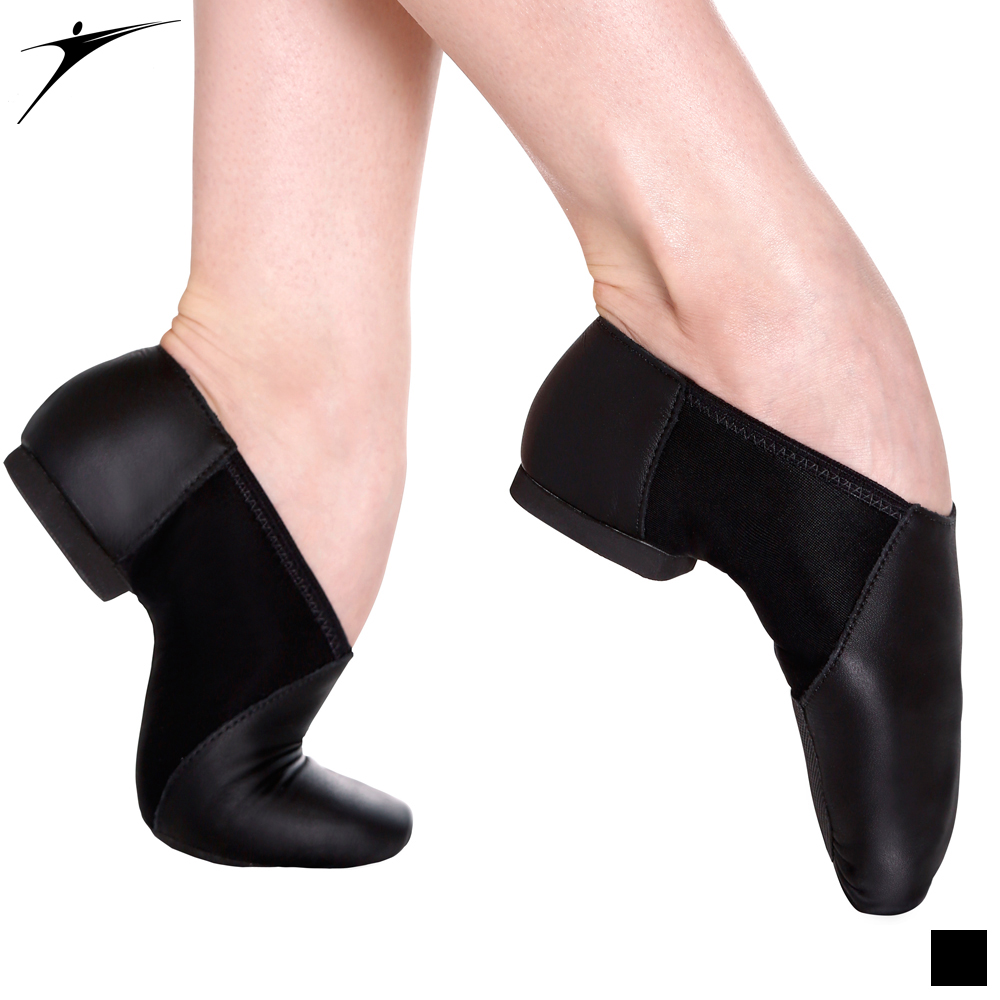 Sapatilha de Jazz em Pele e Nylon Spandex