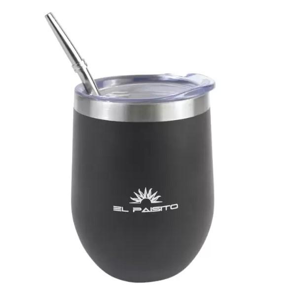 Pack Mate Negro ´El Paisito´ c/bombilla acero inox. y tapa - 350ml