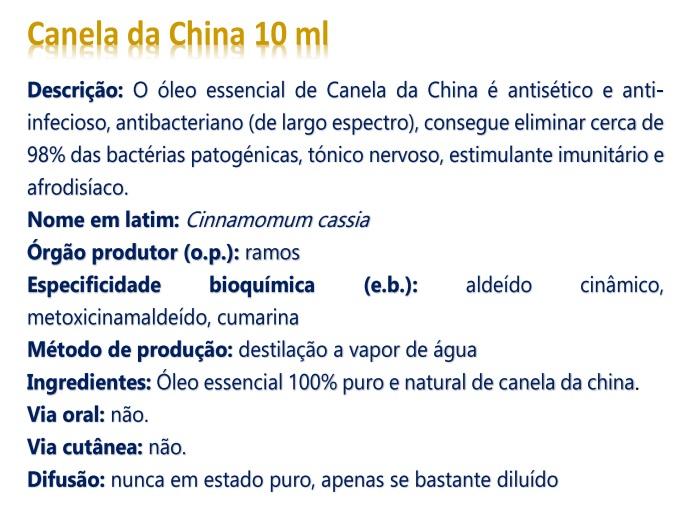 Óleo Essencial Canela da China 10ml