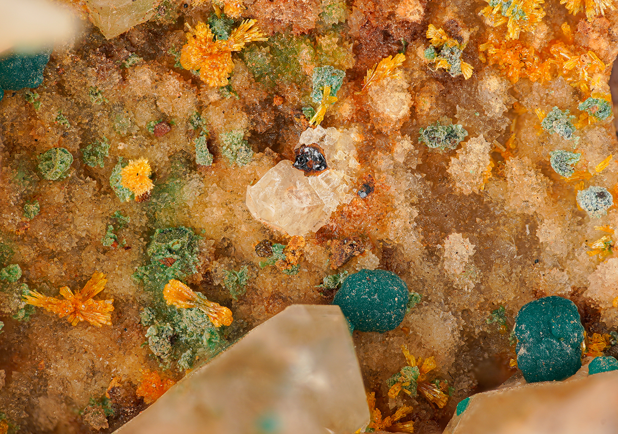 Rosasite and mimetite - Kamariza Mines