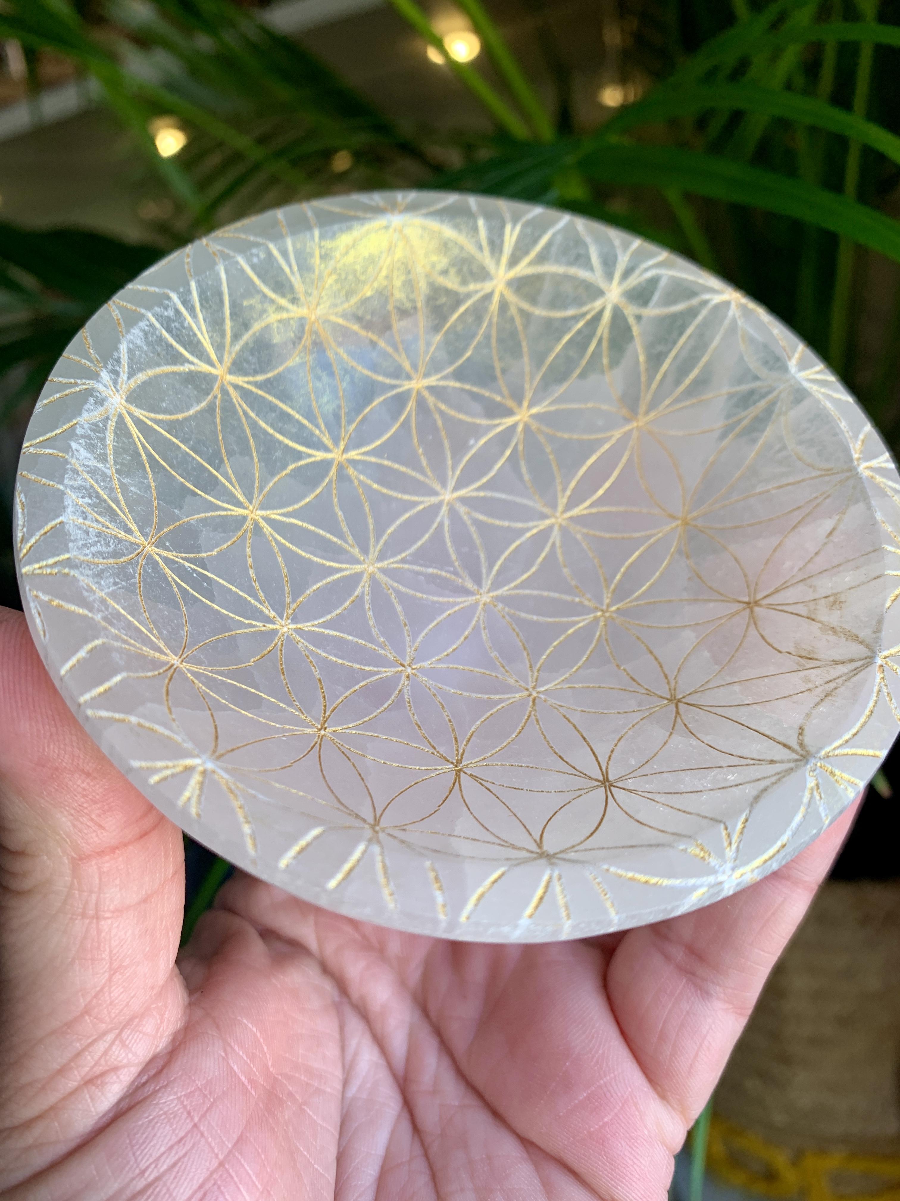 Taça Selenite Flor da Vida 